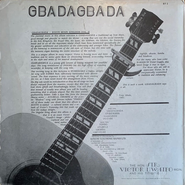 Sir Victor Uwaifo M.O.N. And His Titibitis - Gbadagbada - Benin Kingdom Roots Volume II