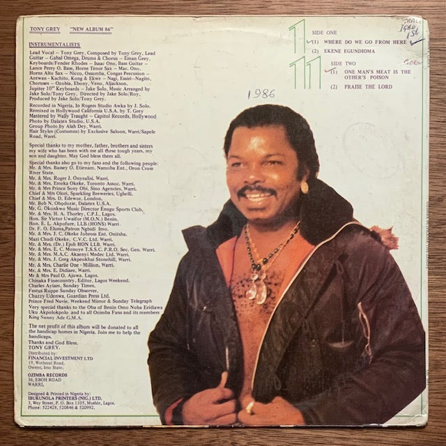 Tony Grey & Ozimba - Ozimba' 86 (Praise The Lord)