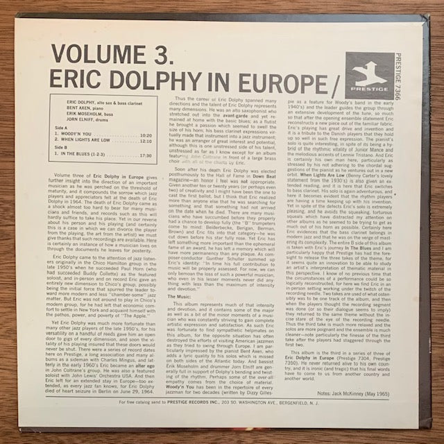 Eric Dolphy - In Europe / Volume 3.