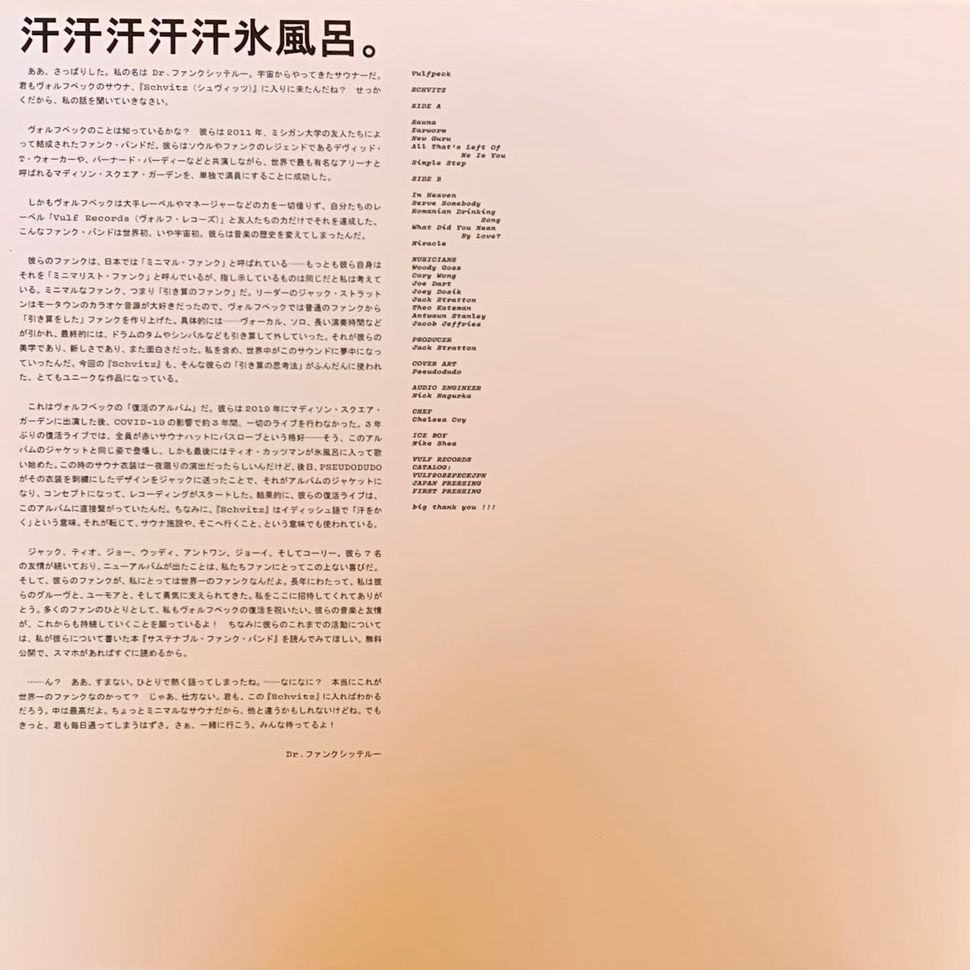 Vulfpeck Schvitz レコード VULFPECK LPレコード /// Schvitz 汗