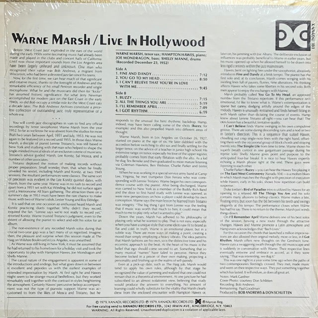 Warne Marsh - Live In Hollywood