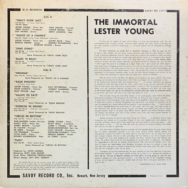 Lester Young - The Master's Touch