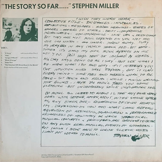 Stephen Miller / Lol Coxhill - The Story So Far... "...Oh Really?"