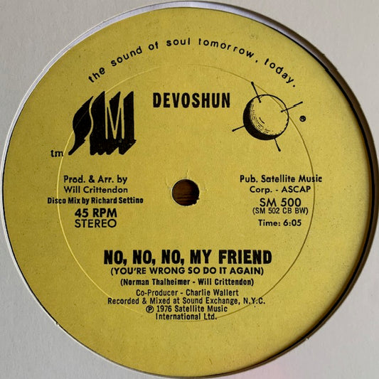 Devoshun - No, No, No, My Friend (You're Wrong So Do It Again)