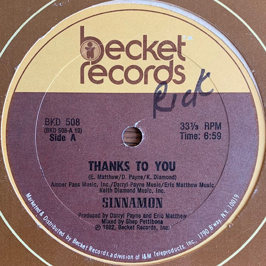 Sinnamon - Thanks To You