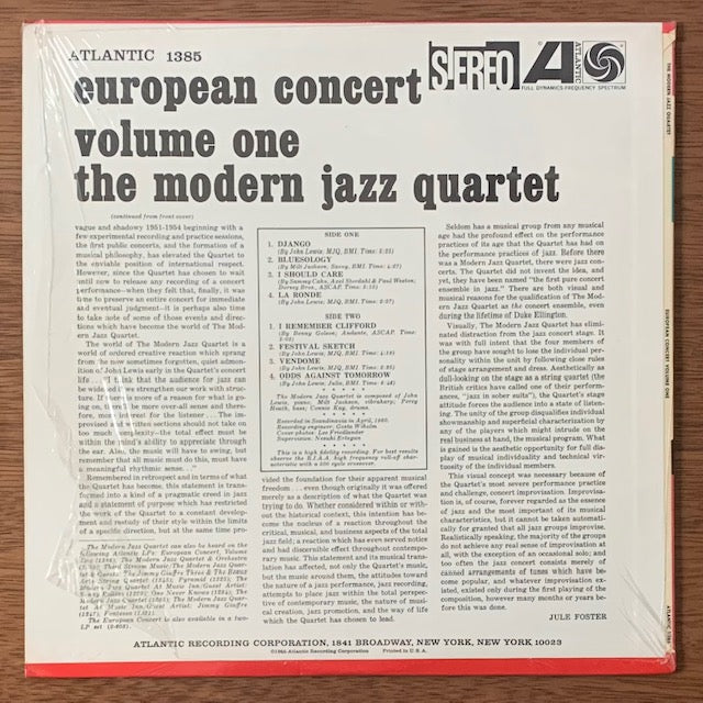 Modern Jazz Quartet-European Concert : Volume One