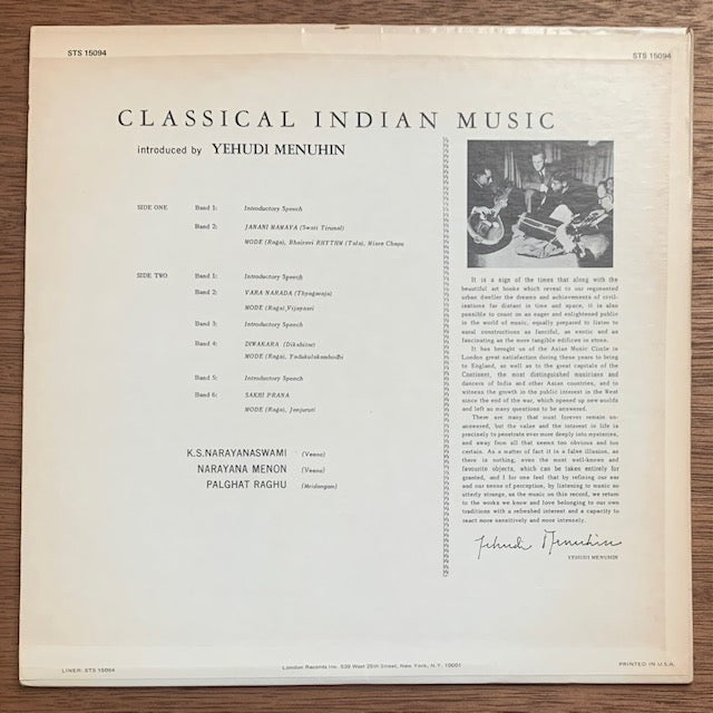 Palghat Raghu / K.S.Narayanaswami / Narayana Menon - Classical Indian Music